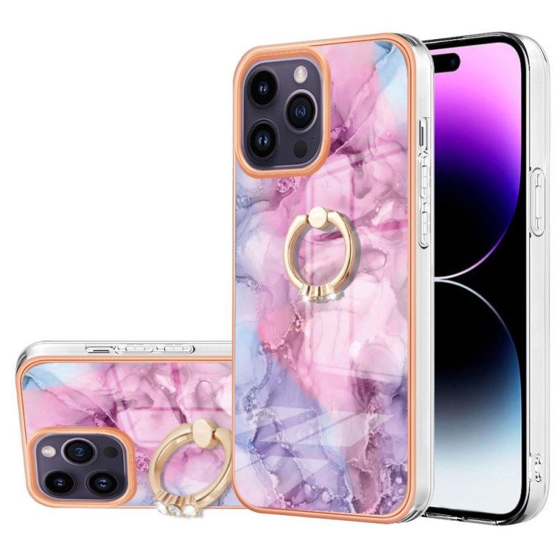 Hoesje voor iPhone 15 Pro Max Marmer Met Steunring