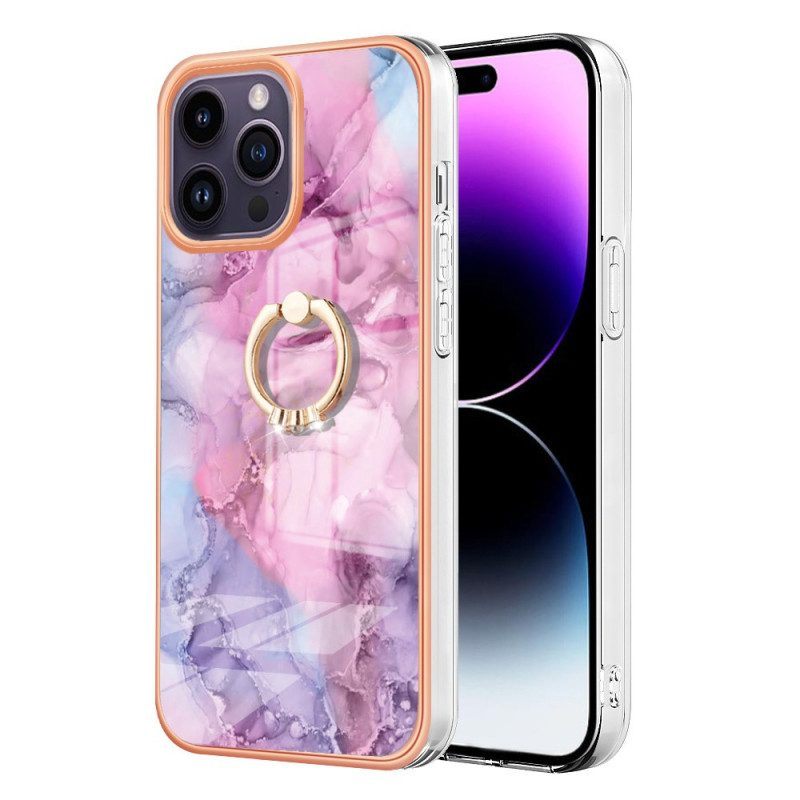 Hoesje voor iPhone 15 Pro Max Marmer Met Steunring