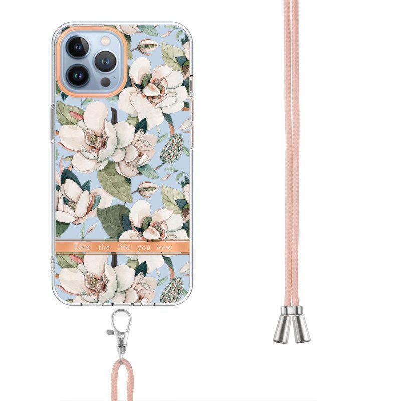 Hoesje voor iPhone 15 Pro Max Met Koord Cordonbloemen