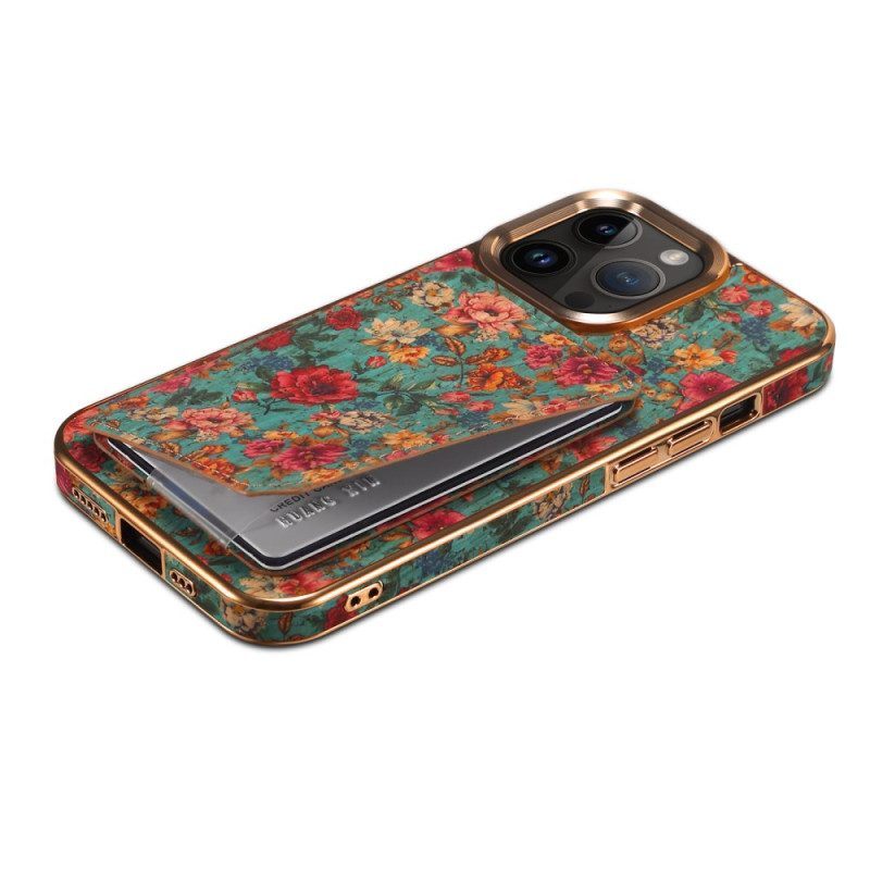 Hoesje voor iPhone 15 Pro Max Vintage Houder Kaarthouder