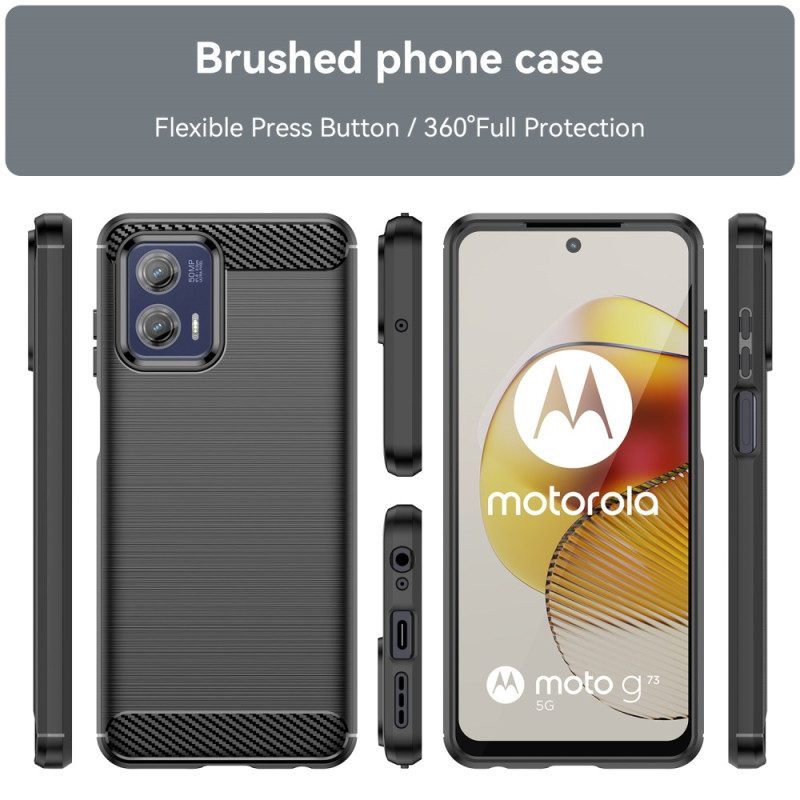 Hoesje voor Moto G73 5G Geborstelde Koolstofvezel