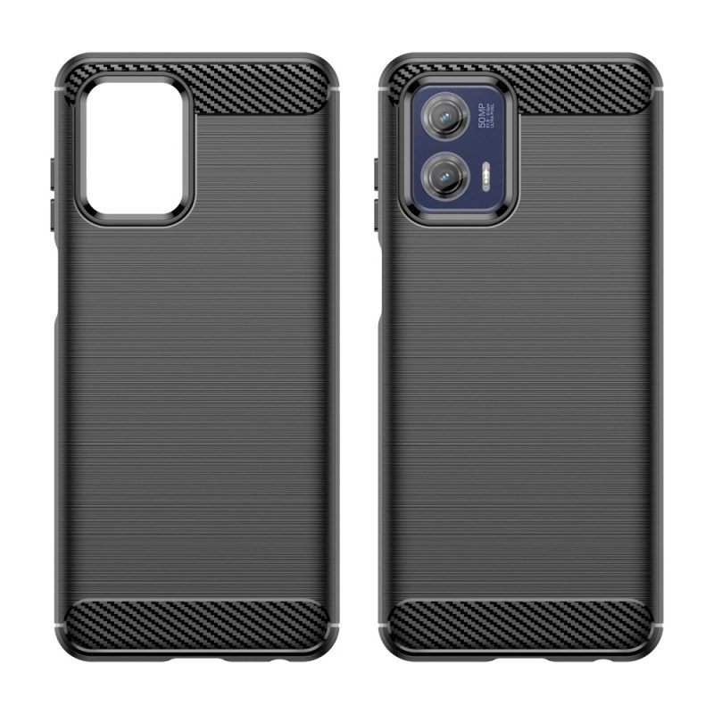 Hoesje voor Moto G73 5G Geborstelde Koolstofvezel