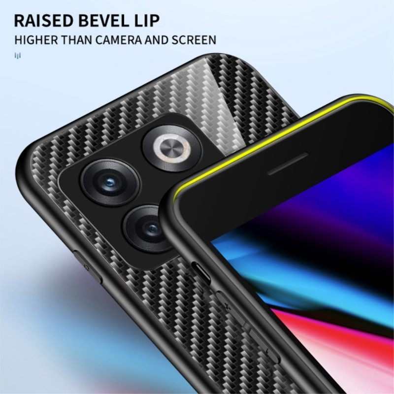 Hoesje voor OnePlus 10T 5G Koolstofvezel Gehard Glas