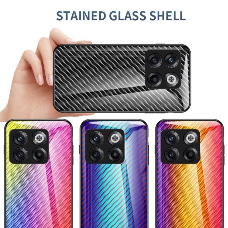 Hoesje voor OnePlus 10T 5G Koolstofvezel Gehard Glas