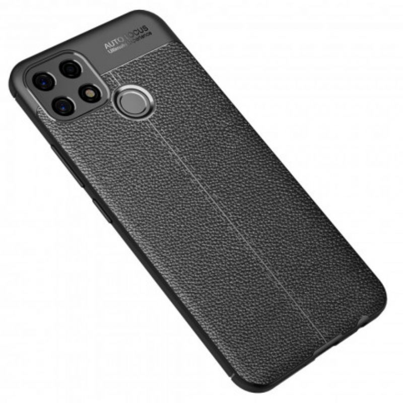 Hoesje voor Oppo A15 Ledereffect Litchi Dubbele Lijn