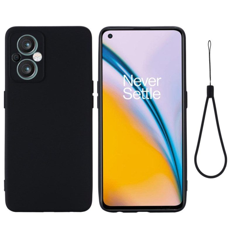 Hoesje voor Oppo Reno 8 Lite Met Ketting Vloeibare Siliconen Met Bandjes