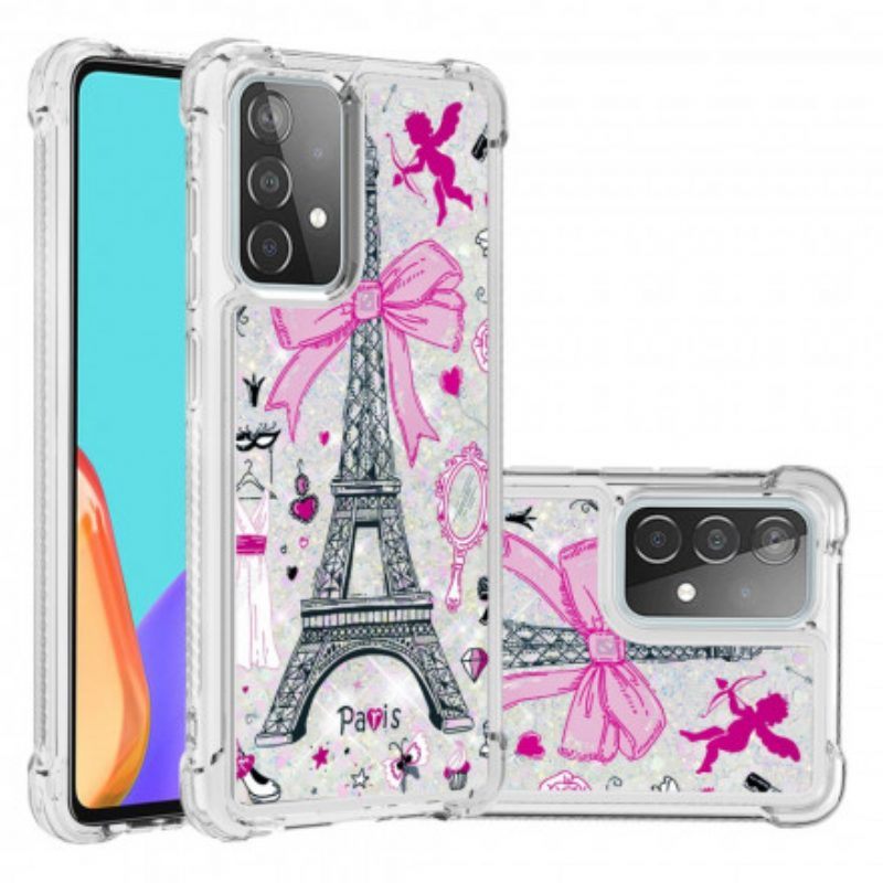 Hoesje voor Samsung Galaxy A52 4G / A52 5G / A52s 5G Pailletten Van De Eiffeltoren