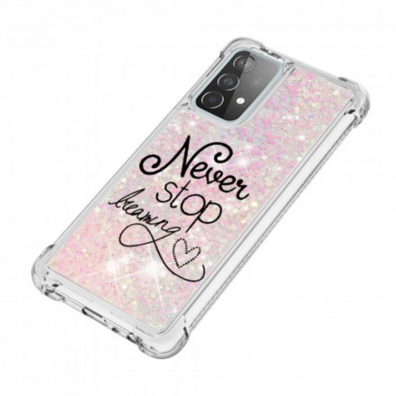 Hoesje voor Samsung Galaxy A52 4G / A52 5G / A52s 5G Stop Nooit Met Dromen Glitter