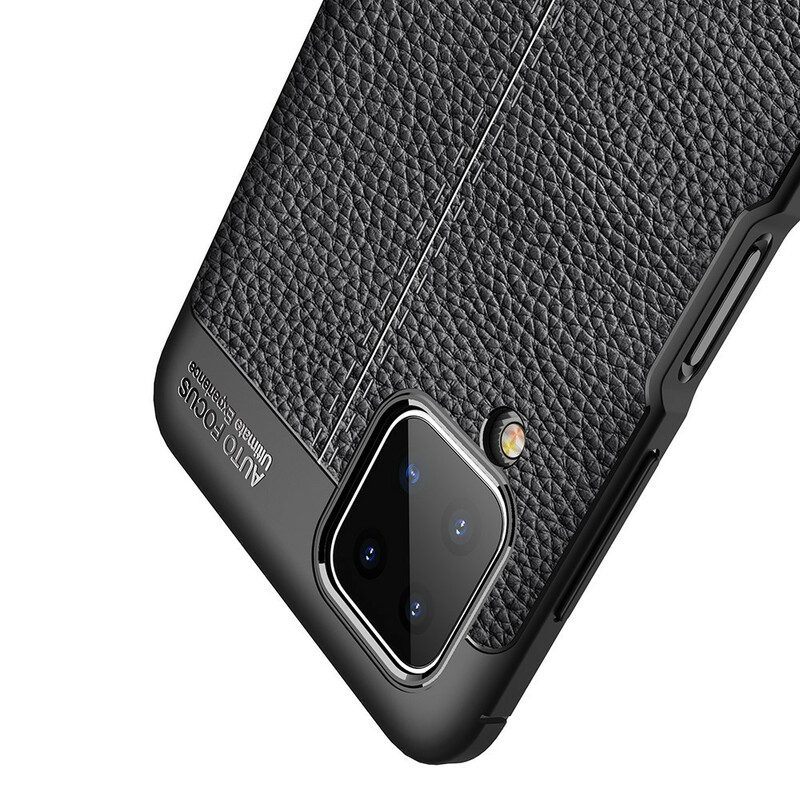 Hoesje voor Samsung Galaxy M12 / A12 Dubbellijnig Litchi-leereffect