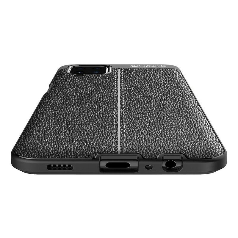 Hoesje voor Samsung Galaxy M12 / A12 Dubbellijnig Litchi-leereffect