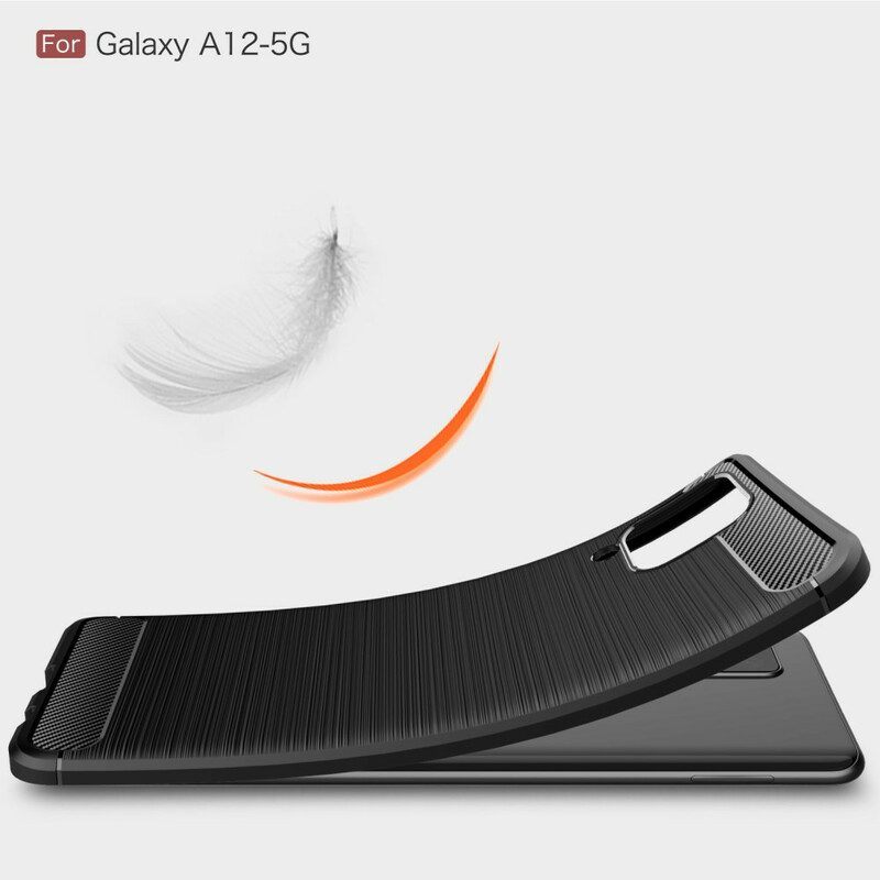 Hoesje voor Samsung Galaxy M12 / A12 Geborstelde Koolstofvezel