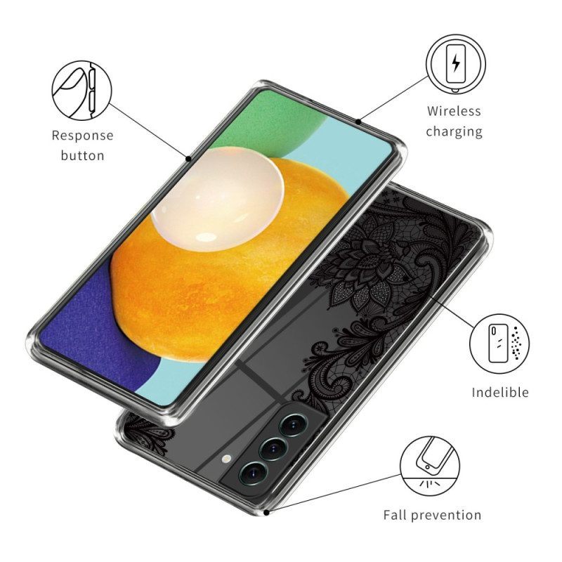 Hoesje voor Samsung Galaxy S23 5G Transparant Zwart Kant