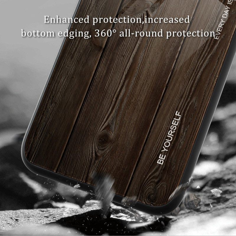 Hoesje voor Samsung Galaxy S23 Plus 5G Houtdesign Gehard Glas