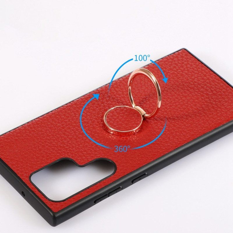 Hoesje voor Samsung Galaxy S23 Ultra 5G Faux Lederen Litchi Ring-houder