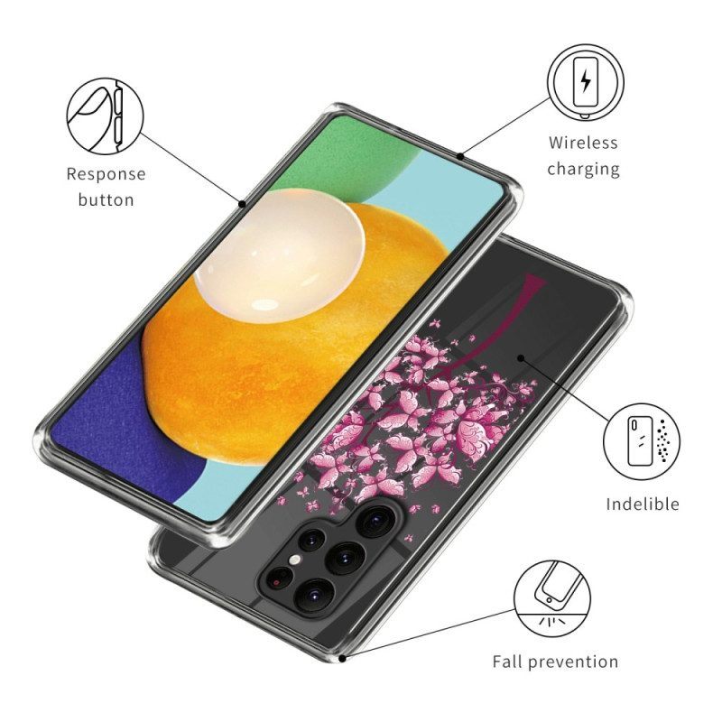 Hoesje voor Samsung Galaxy S23 Ultra 5G Roze Boom