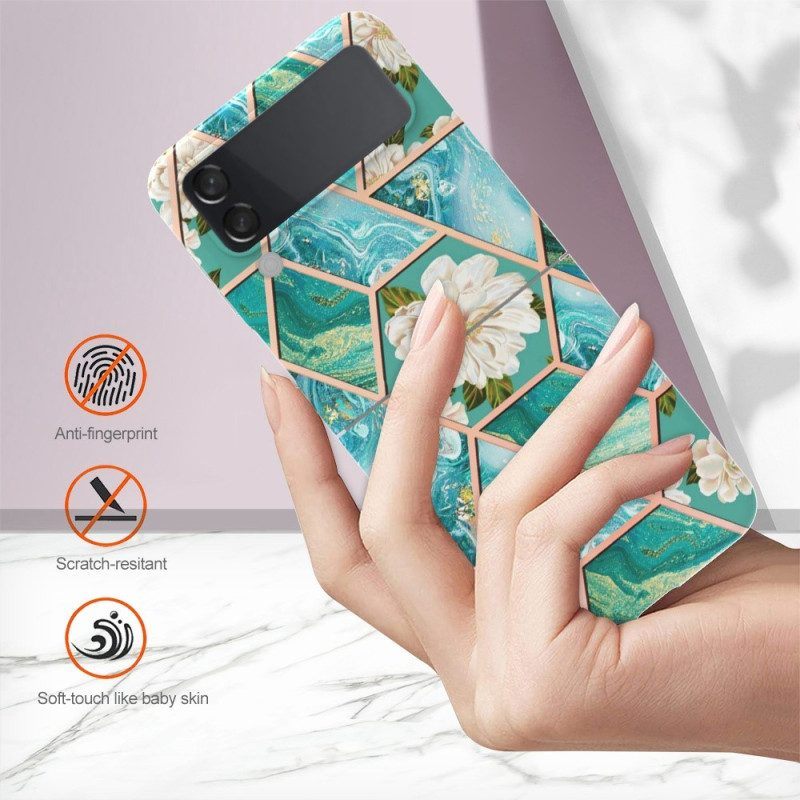 Hoesje voor Samsung Galaxy Z Flip 4 Folio-hoesje Bloemen Marmer