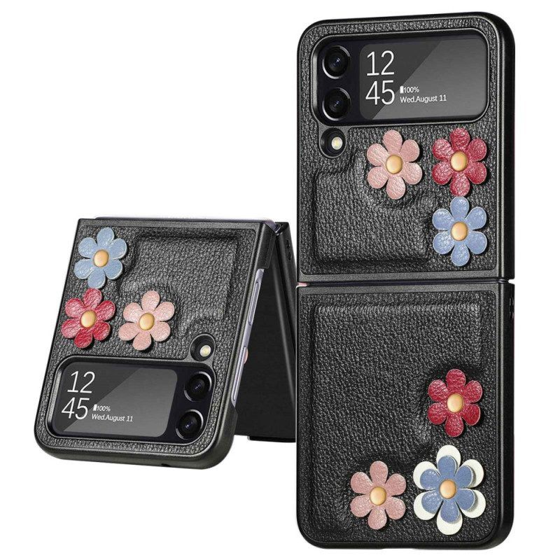 Hoesje voor Samsung Galaxy Z Flip 4 Folio-hoesje Bloemen Van Imitatieleer