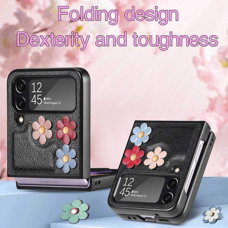 Hoesje voor Samsung Galaxy Z Flip 4 Folio-hoesje Bloemen Van Imitatieleer