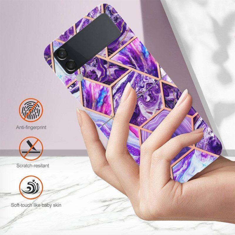 Hoesje voor Samsung Galaxy Z Flip 4 Folio-hoesje Geometrisch Marmer