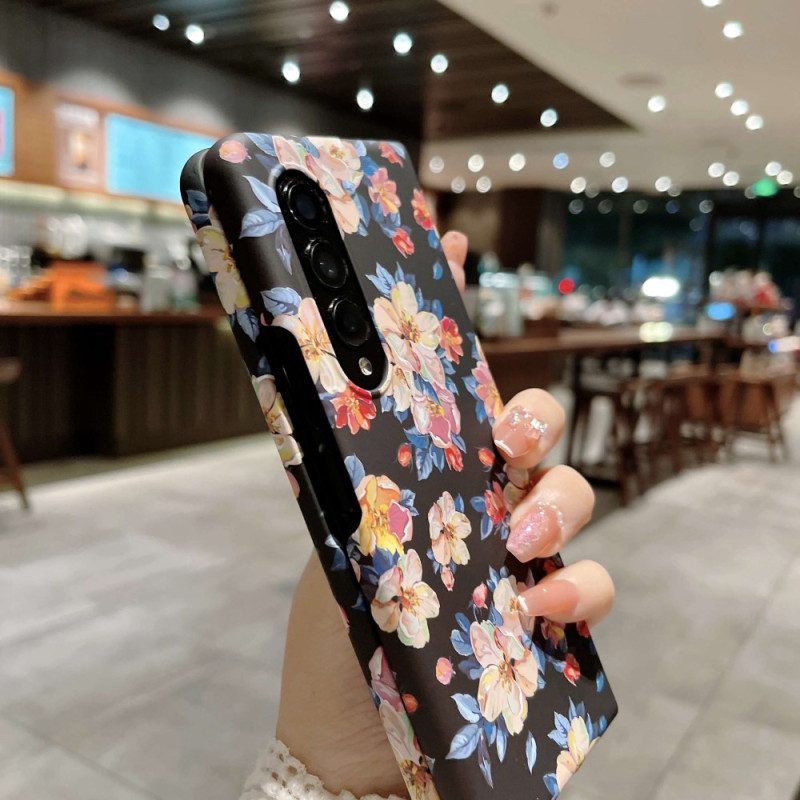 Hoesje voor Samsung Galaxy Z Fold 4 Bloemen Behang