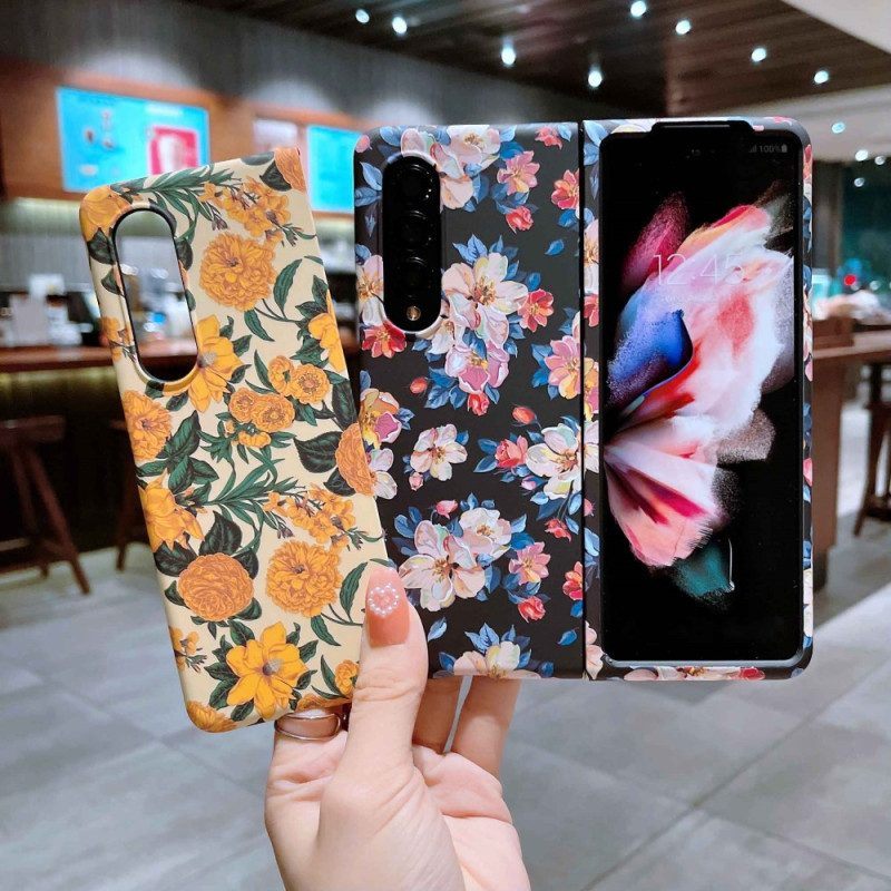 Hoesje voor Samsung Galaxy Z Fold 4 Bloemen Behang