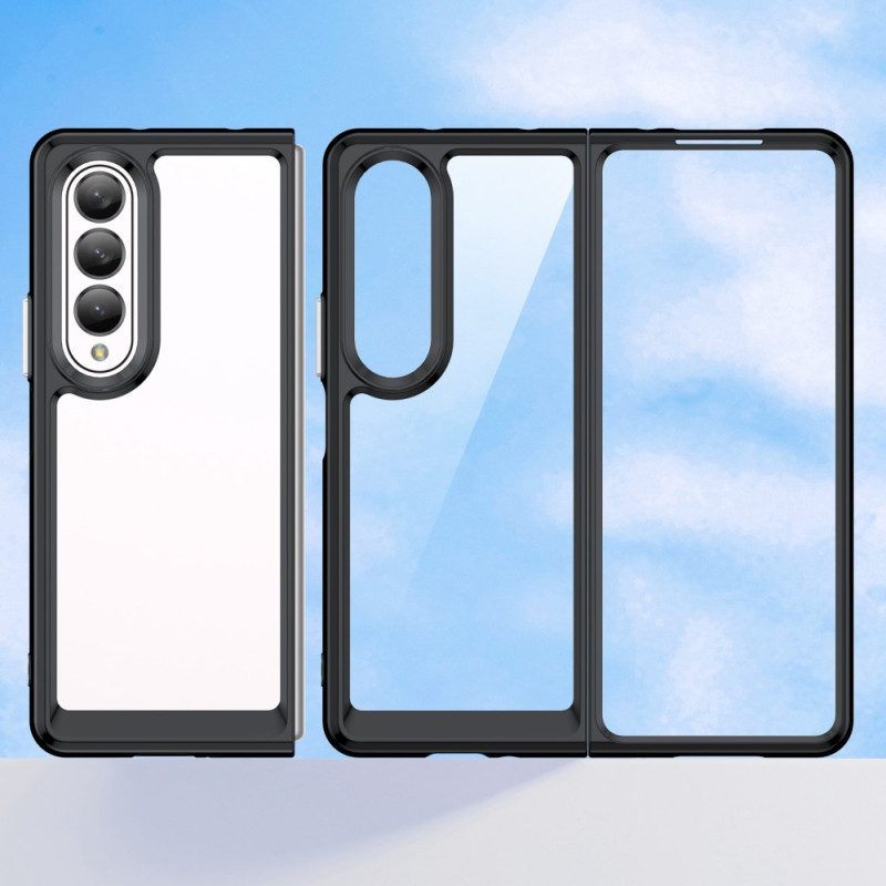 Hoesje voor Samsung Galaxy Z Fold 4 Transparant Gekleurde Randen