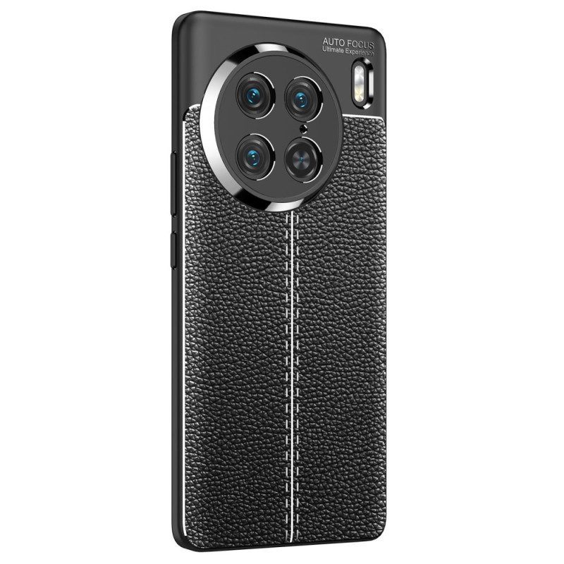 Hoesje voor Vivo X90 Pro Dubbellijnig Litchi-leereffect