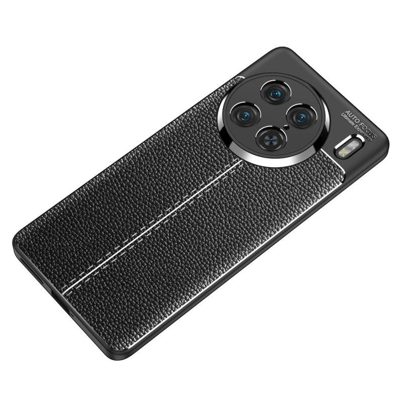 Hoesje voor Vivo X90 Pro Dubbellijnig Litchi-leereffect