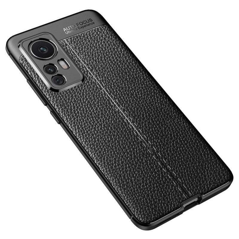 Hoesje voor Xiaomi 12T / 12T Pro Dubbellijnig Litchi-leereffect