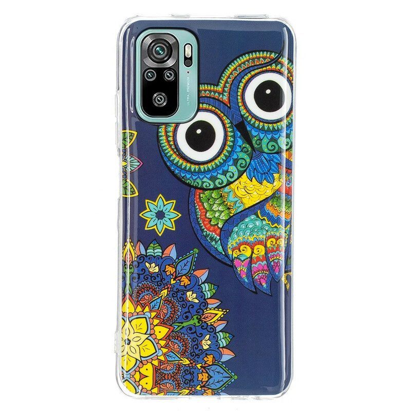 Hoesje voor Xiaomi Redmi Note 10 / 10S Fluorescerende Uil Mandala