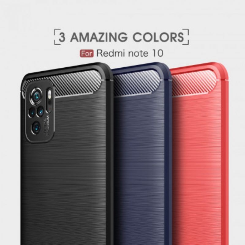 Hoesje voor Xiaomi Redmi Note 10 / 10S Geborstelde Koolstofvezel