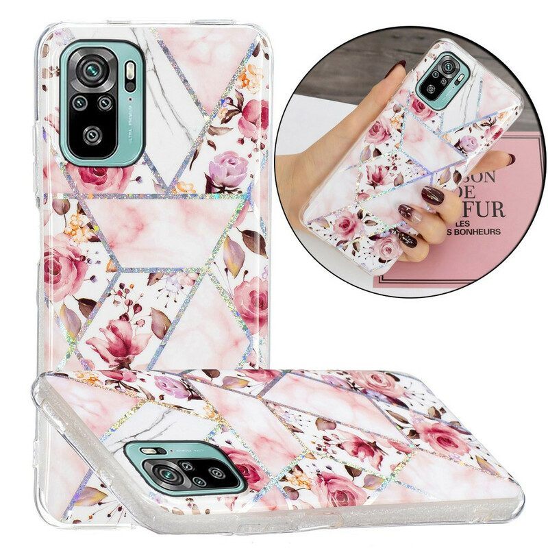 Hoesje voor Xiaomi Redmi Note 10 / 10S Gemarmerde Bloemen