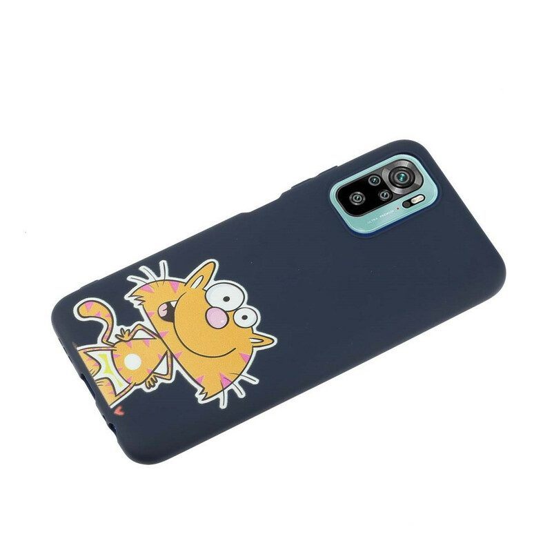 Hoesje voor Xiaomi Redmi Note 10 / 10S Kat Met Lanyard Kiss