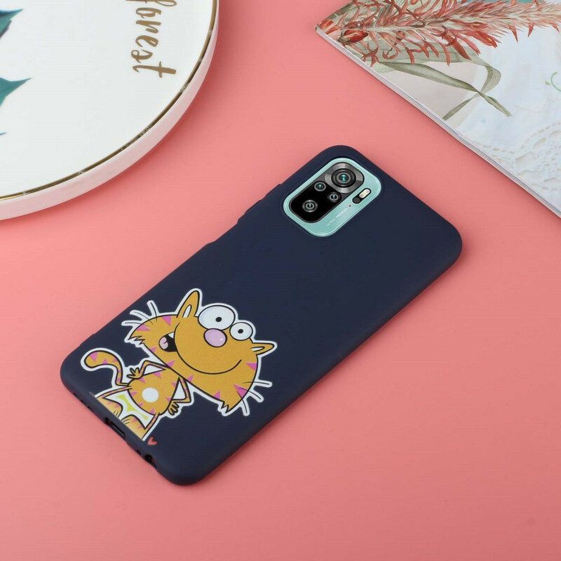 Hoesje voor Xiaomi Redmi Note 10 / 10S Kat Met Lanyard Kiss