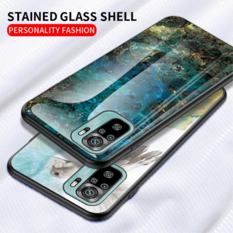 Hoesje voor Xiaomi Redmi Note 10 / 10S Marmeren Kleuren Gehard Glas