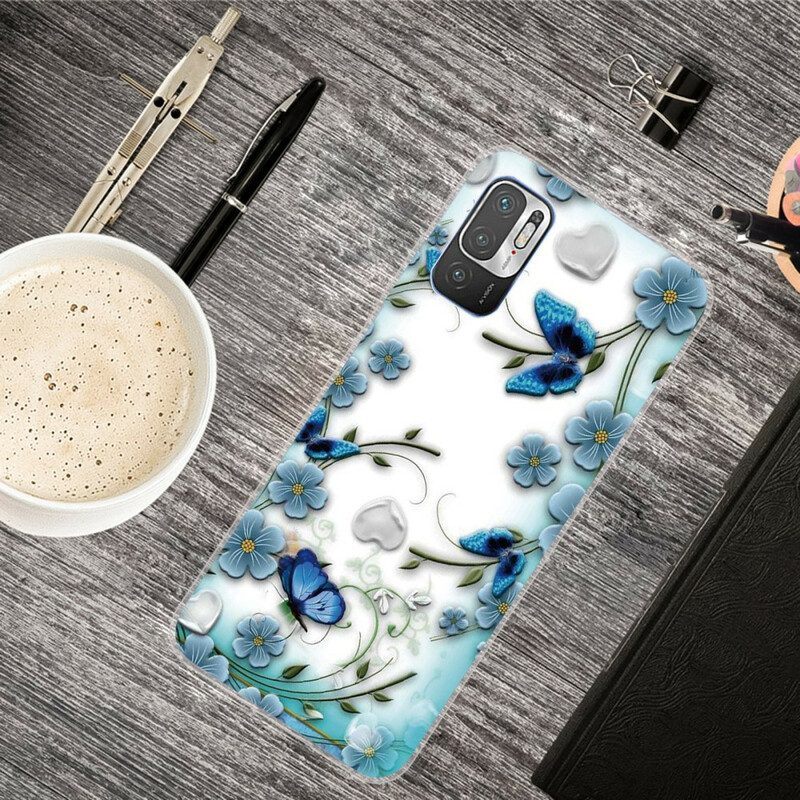 Hoesje voor Xiaomi Redmi Note 10 5G Retro Vlinders En Bloemen