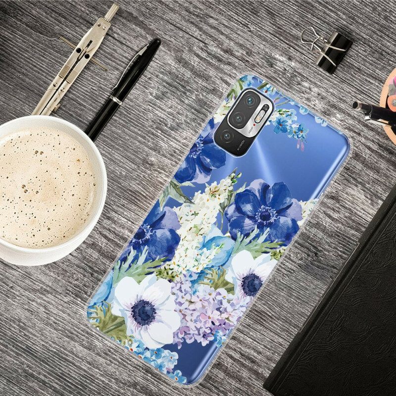 Hoesje voor Xiaomi Redmi Note 10 5G Waterverf Blauwe Bloemen