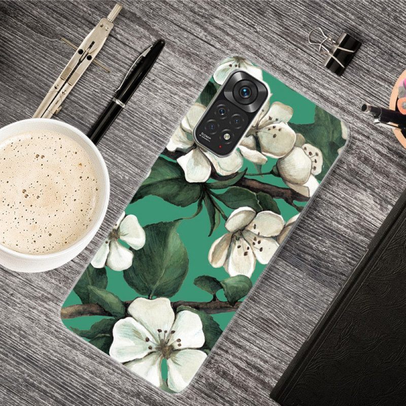 Hoesje voor Xiaomi Redmi Note 11 / 11S Geschilderde Witte Bloemen