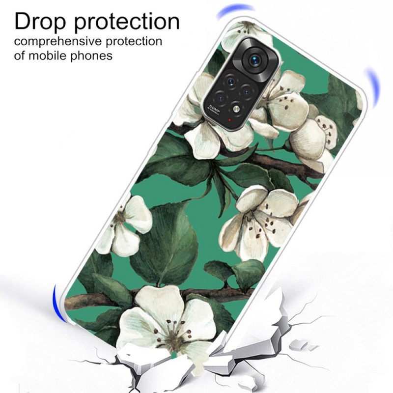 Hoesje voor Xiaomi Redmi Note 11 / 11S Geschilderde Witte Bloemen