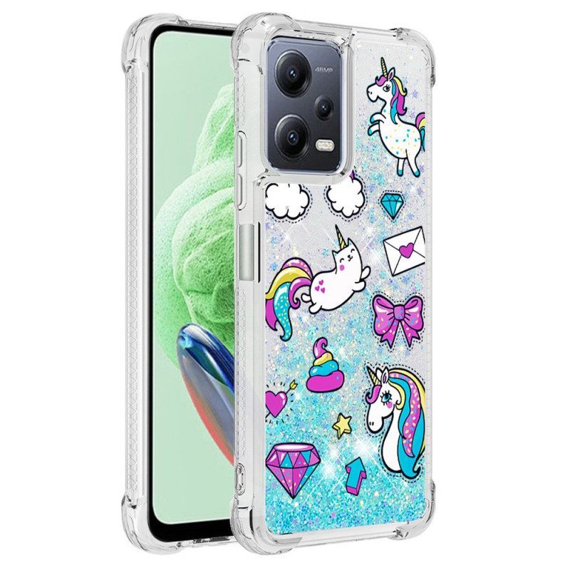 Hoesje voor Xiaomi Redmi Note 12 5G Glitter Eenhoorns