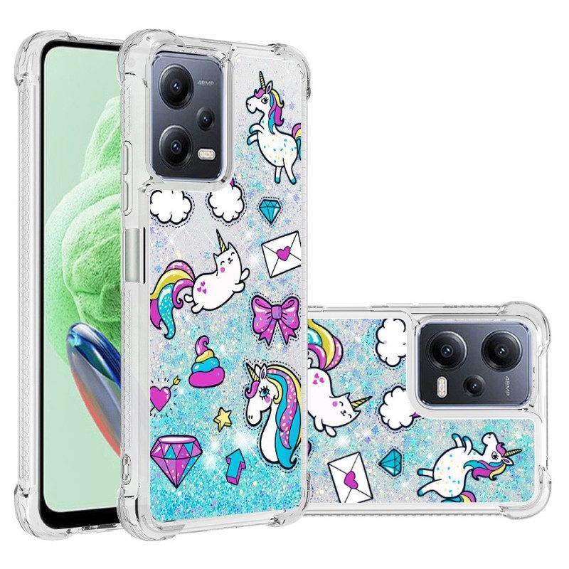 Hoesje voor Xiaomi Redmi Note 12 5G Glitter Eenhoorns