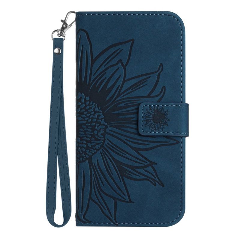 Leren Hoesje voor Honor Magic 5 Lite Bloem Met Koord