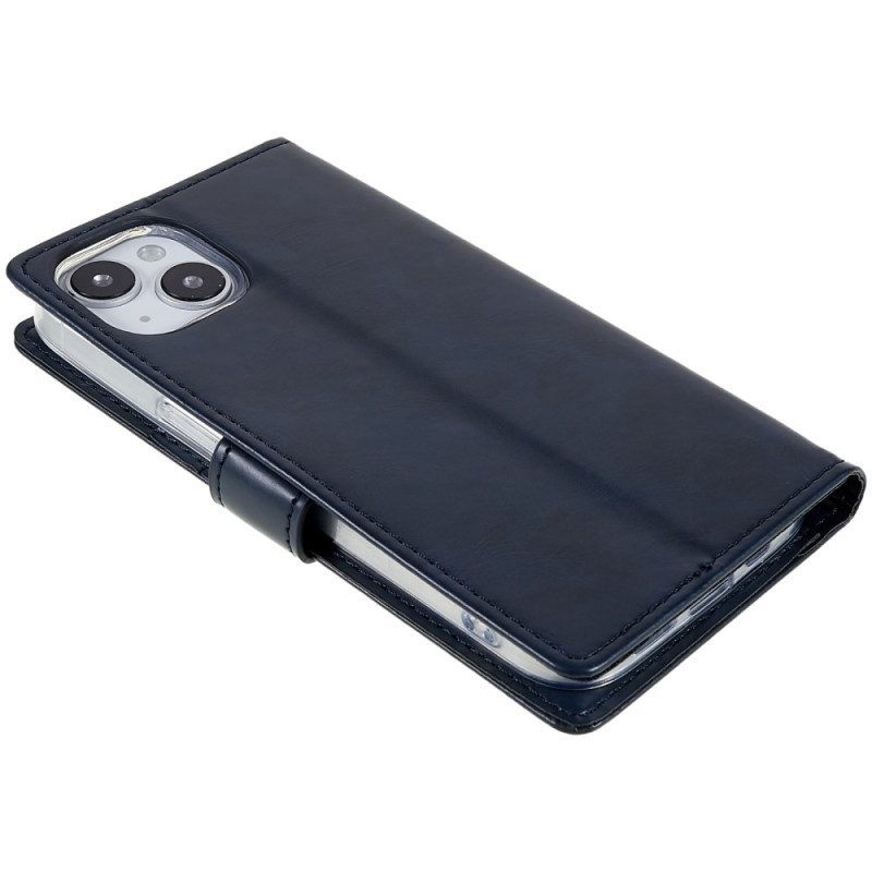 Leren Hoesje voor iPhone 14 Blauwe Maan Mercurius Goospery