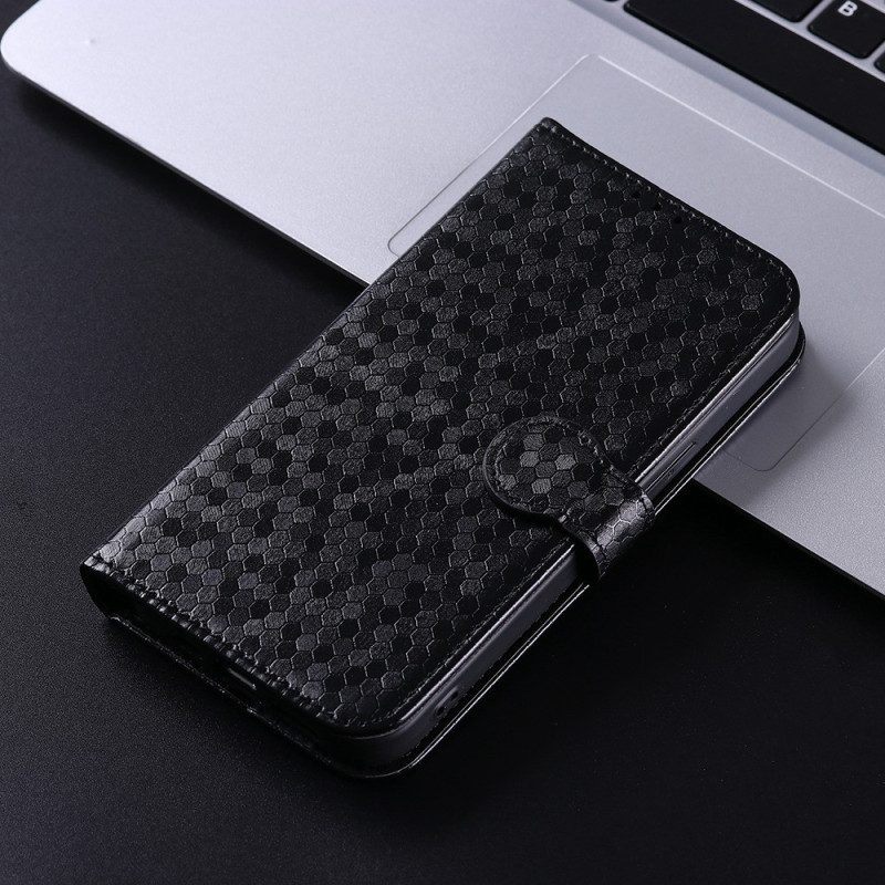 Leren Hoesje voor iPhone 14 Met Ketting Strappy-patroon In 3d