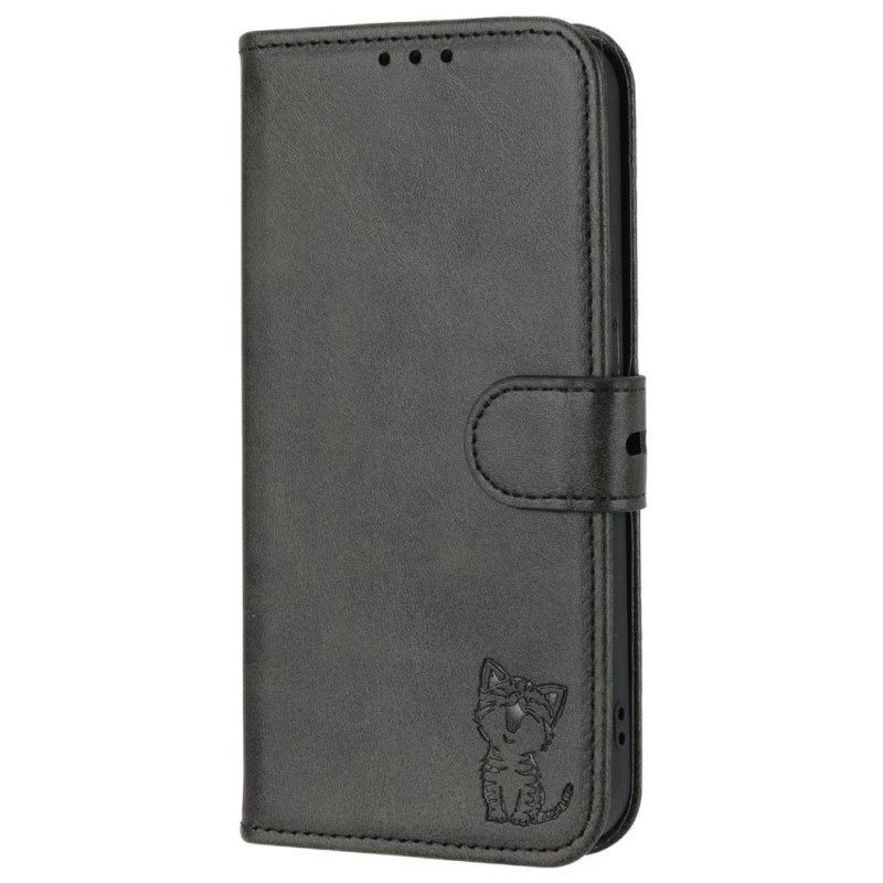 Leren Hoesje voor iPhone 14 Plus Katje