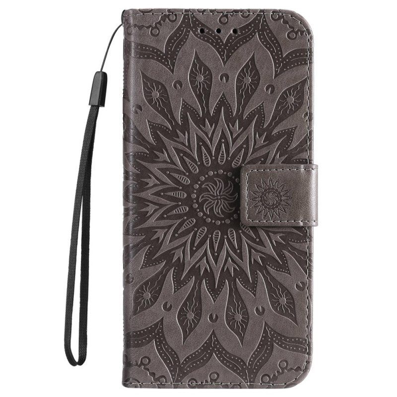 Leren Hoesje voor iPhone 14 Plus Zonnebloem