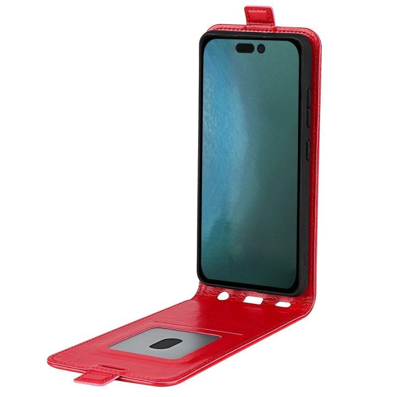 Leren Hoesje voor iPhone 14 Pro Max Folio-hoesje Verticale Flap Leer Effect