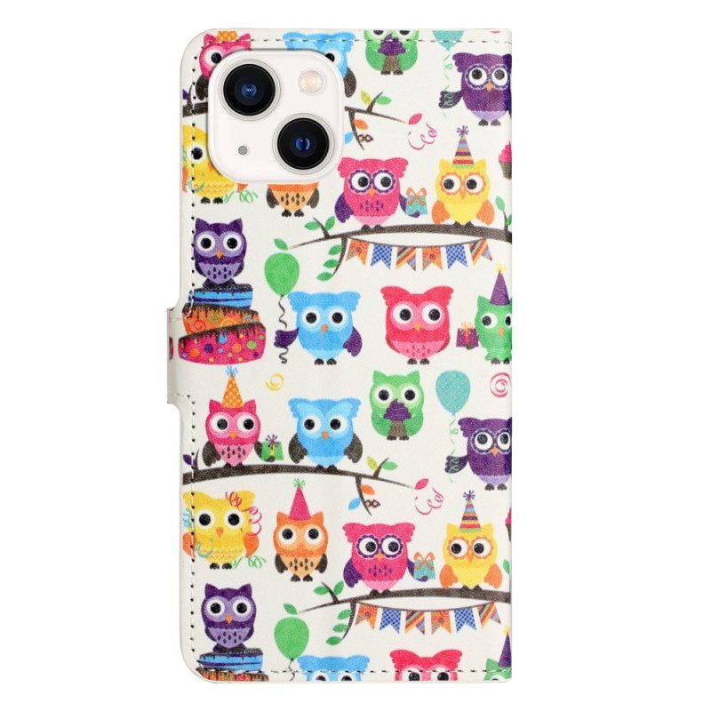 Leren Hoesje voor iPhone 14 Uil Stam