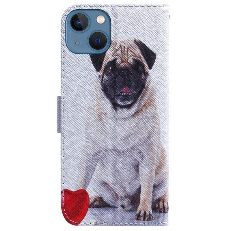 Leren Hoesje voor iPhone 15 Mopshond