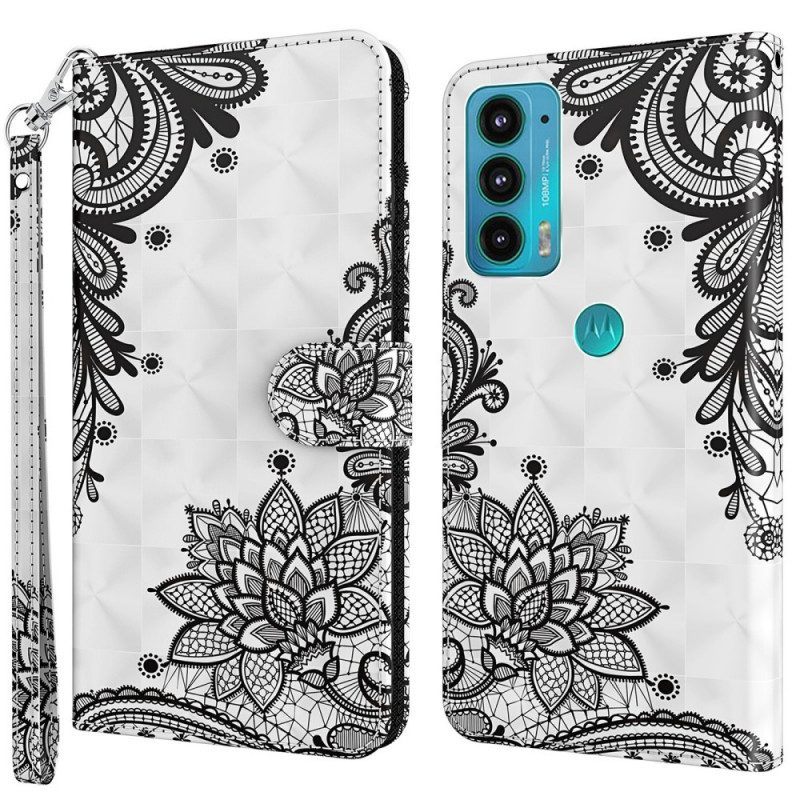 Leren Hoesje voor Moto E40 / E30 / E20 Chique Kant